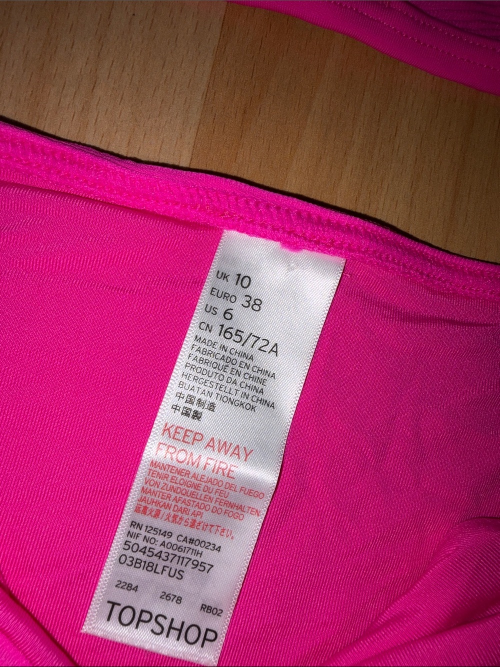 Topshop Neon Pink Ribbed Triangle Bikini Set - Picture 2 of 5